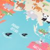 Children's Rug World Map Design Animals Colourful