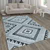 Outdoor Rug 3D Shaggy Pattern Black And White