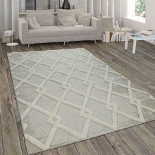 Kültéri rács mintás shaggy szőnyeg - krém 80x150 cm