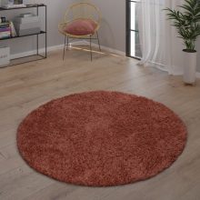   Shaggy monokróm hálószoba szőnyeg - Narancsos piros 80 cm kerek