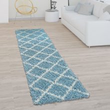Hosszúszőrű négyzetes szőnyeg - türkiz 80x150 cm
