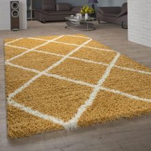 Hosszúszőrű négyzetes szőnyeg - sárga 240x340 cm