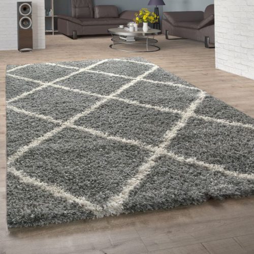 Skandináv stílusú shaggy szőnyeg - szürke 150x150 cm