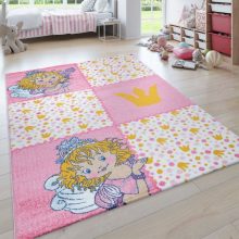   Lilian hercegkisasszonyos kockás gyerekszoba szőnyeg - rózsaszín 80x150 cm