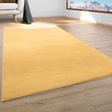   Nappali shaggy műszőrme szőnyeg, mosható, puha - Sárga 100 cm kerek
