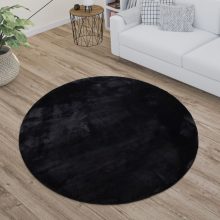 Plüss shaggy szőnyeg - fekete 80 cm átmérőjű