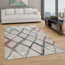 Boho rácsozott mintás szőnyeg - krém 140x200 cm