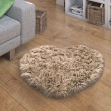Fluffy Faux nappali szőnyeg - bézs 80x75 cm szív forma