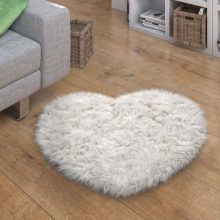 Fluffy Faux nappali szőnyeg - fehér 80x75 cm szív forma