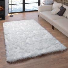 Bolyhos műszörme szőnyeg - fehér 40x60 cm