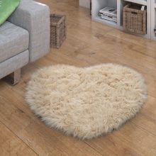 Fluffy Faux nappali szőnyeg - krém 80x75 cm szív forma