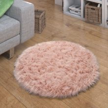 Bolyhos műszörme szőnyeg - rózsaszín 30 cm átmérőjű