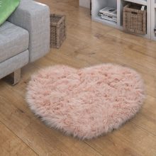 Fluffy Faux nappali szőnyeg - pink 80x75 cm szív forma