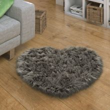  Fluffy Faux nappali szőnyeg - antracit  80x75 cm szív forma