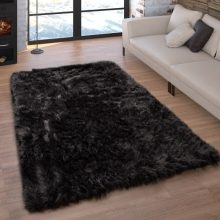 Bolyhos műszörme szőnyeg - fekete 60x100 cm