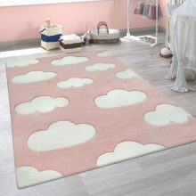   3D felhő mintás gyerekszoba szőnyeg - rózsaszín 80x150 cm