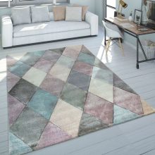 Pasztell szőnyeg négyzetes mintával - színes 80x300 cm