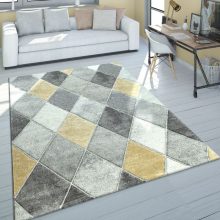 Pasztell szőnyeg négyzetes mintával - sárga 80x300 cm