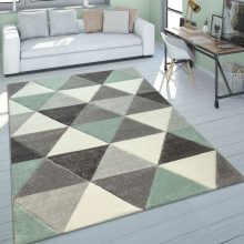   Rövidszálú szőnyeg háromszög mintával - pasztell zöld 80x300 cm