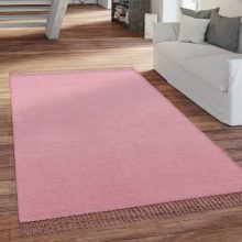 Monokróm szőnyeg rojttal - pink 120x160 cm