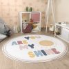 Kids Rug Carpet Washable Sun With Lettering