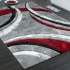 Körív mintás szőnyeg - szürke és piros 240x330 cm
