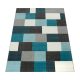 Designer Carpet Checkered Turquise Grey