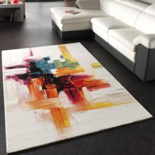 Absztrakt mintás szőnyeg - krém-színes 80x150 cm