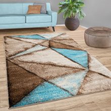   Rövidszálú szőnyeg absztrakt háromszöges mintával - barna 60x100 cm