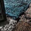 Kockás szőnyeg - türkiz és barna 240x340 cm
