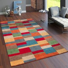   Gabbeh gyapjú szőnyeg geometrikus mintával - színes 80x150 cm