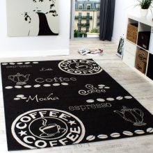 Konyhai kávé mintás szőnyeg - fekete 200x280 cm