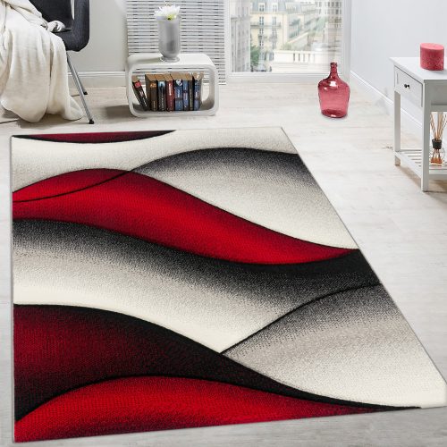 Rug Abstract Wave Design Red