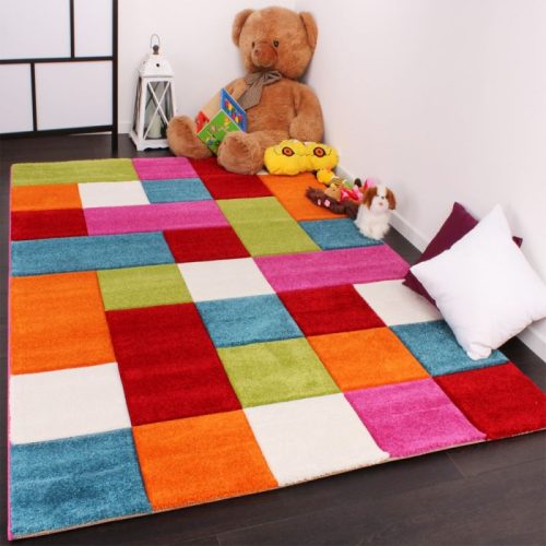 Kids Carpet Multi-Colour Chequered