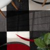 Kockás szőnyeg - szürke és piros 300x400 cm