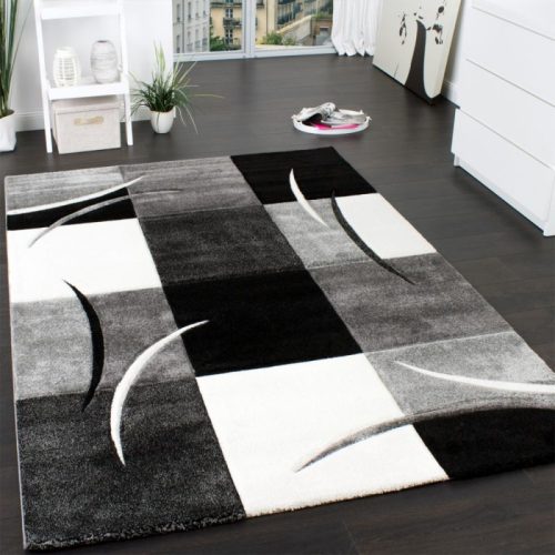 Kockás szőnyeg - fekete és fehér 300x400 cm