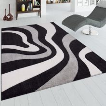 Hullám mintás szőnyeg - fekete 60x110 cm