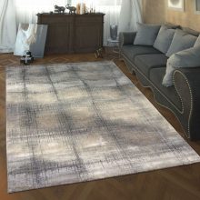 Foltos rácsos szőnyeg - szürke és bézs 80x150 cm