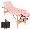 discontmania white 3-zone wooden massage bed with carry bag - 3104S