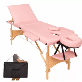   discontmania white 3-zone wooden massage bed with carry bag - 3104S
