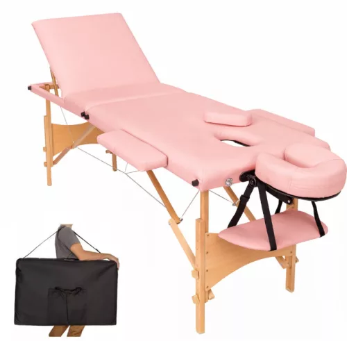 discontmania white 3-zone wooden massage bed with carry bag - 3104S