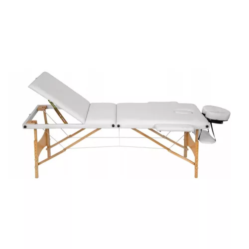 discontmania white 3-zone wooden massage bed with carry bag - 3104S