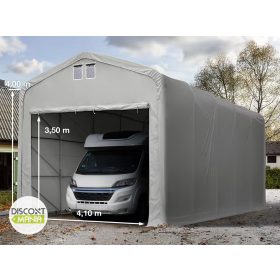   Garažni šator 6x12-bočna visina:4m, ulaz:4,1x4,0m-vatrootporno-WIKINGER PVC 720g/m2-sive boje