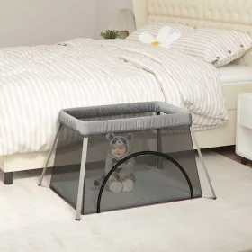  világosszürke vászonszövet babajáróka matraccal