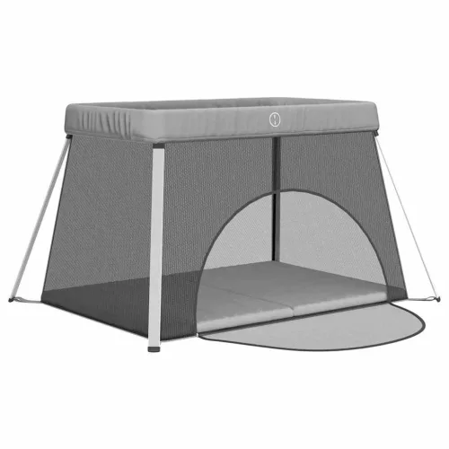  világosszürke vászonszövet babajáróka matraccal