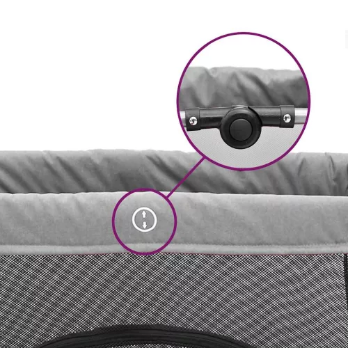  világosszürke vászonszövet babajáróka matraccal