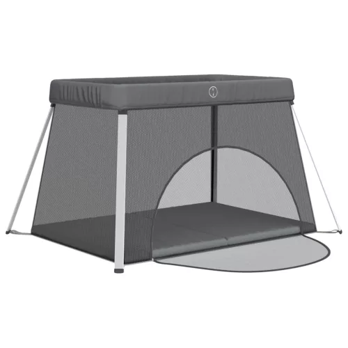  sötétszürke vászonszövet babajáróka matraccal