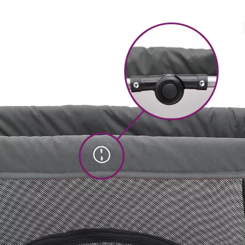  sötétszürke vászonszövet babajáróka matraccal