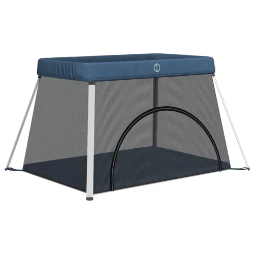  tengerészkék vászonszövet babajáróka matraccal