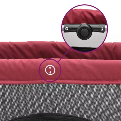  piros vászonszövet babajáróka matraccal